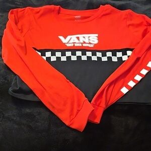Vans Red and Black Long Sleeve Top